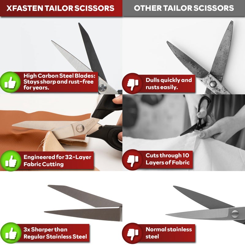 XFasten Heavy-Duty Professional Tailor Scissors, 9.5-Inch Heavy Duty Ultra-sharp Dressmakerâ€™s Scissors Shears for Fabric Cutting | Sewing scissors for Fabric - Image 4